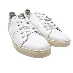 Zanzara Men's White Gray Leather Lace Up Low Top Sneakers Size 11.5